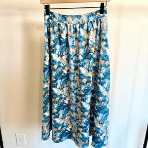 Floral Blue and Orange Women's Skirt size S